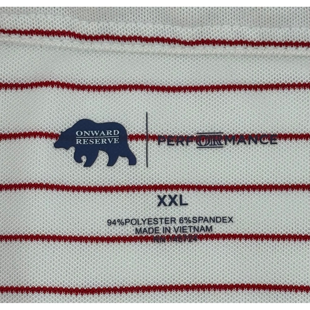 Onward Reserve Performance Polo Shirt Men XXL Red White Striped Fly Fishing Logo - Picture 5 of 7